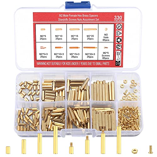 Afstandhouders & Steunstukken | 33 Stuks M2 Mannelijk Vrouwelijk Messing Hex Spacer Standoffs Schroeven Moeren, Messing Spacer Hex Kolom Schroef Moer Assortiment Kit, Draad Pilaren Standoffs Schroeven Voor PCB Circuitbord Moederbord Standoffs Spacer Afstandhouders & Steunstukken Afstandhouders & Steunstukken