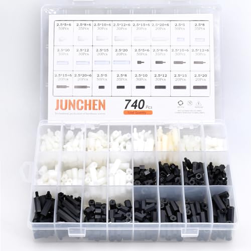 Afstandhouders & Steunstukken | 74-delige Set Nylon Hex Spacer Standoffs Schrauben Moeren Assortiment, M2.5 Draad Pilaren PCB Moederbord Assortiment (Zwart + Wit) Afstandhouders & Steunstukken Afstandhouders & Steunstukken