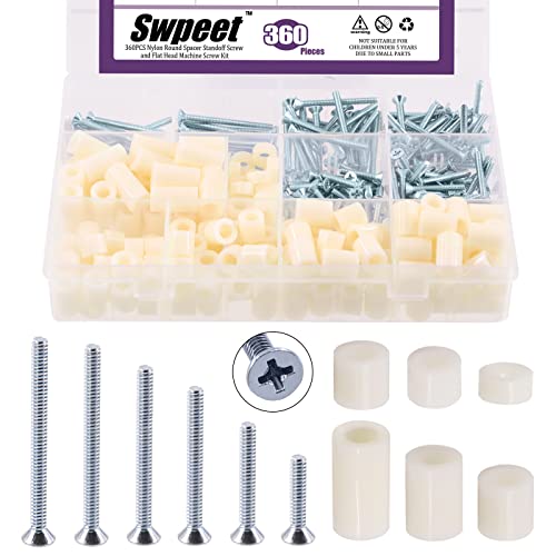 Afstandhouders & Steunstukken | Swpeet 36Pcs Nylon Ronde Spacer Standoff Schroef Moer En Platte Kop Phillips #6-32 Elektricien Machine Schroef Assortiment Kit Perfect Voor Schroeven Prototyping Afstandhouders & Steunstukken Afstandhouders & Steunstukken