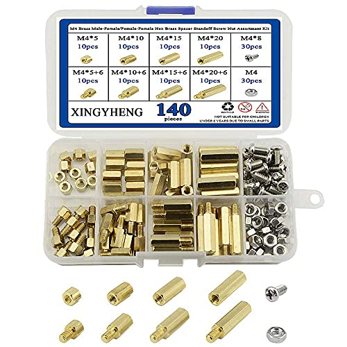 Afstandhouders & Steunstukken | Xingyheng 14-delige M4 Messing Mannelijk-Vrouwelijk / Vrouwelijk-Vrouwelijk Hex Messing Spacer Standoff Schroef Moer Assortiment Kit en RVS Schroef Moer Set (Messing M4) Afstandhouders & Steunstukken Afstandhouders & Steunstukken