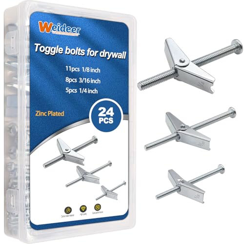 Ankers | 24 Stuks Toggle Bouten Wandankers Voor Gipsplaat 1/8In 3/16In 1/4In Zware Gipsplaatankers Vlinderankers Toggle Bouten En Vleugelmoeren Kit Voor Holle Wand Plafond Ankers Ankers