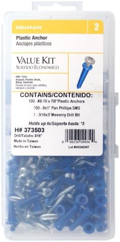 Ankers | 373503 Plastic Anchor Kit, 8-10X7/8, Zoals Getoond In Afbeelding Ankers Ankers