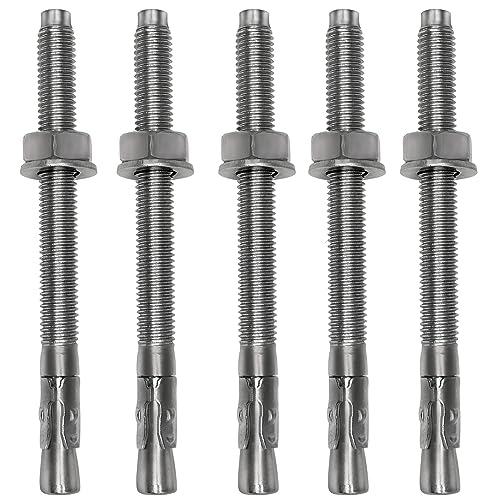 Ankers | 3/8 Inch X 4-3/4 Inch – 5 Stuks Wedge Anchor Bout 304 RVS Expansieankers Zware Expansieschroef Voor Beton Ankers Ankers