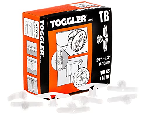 Ankers | Toggle Tb Woonhuis Gipsplaatanker, Polypropyleen, Made In USA, Gripbereik van 3/8″ tot 1/2″, Voor #6 tot #14 Bevestigingsmaten (Verpakking van 100) Ankers Ankers