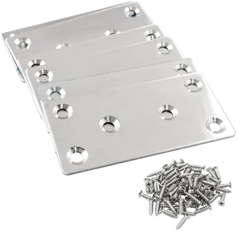 Beugels | 1 Stuk Metalen Platte Rechte Beugel 3,14 X 1,57 Inch (L X B) Herstelplaten Fixeer Hoekbeugel Met Schroeven Voor Meubelreparatie (Zilver, 6 Gaten) Beugels Beugels