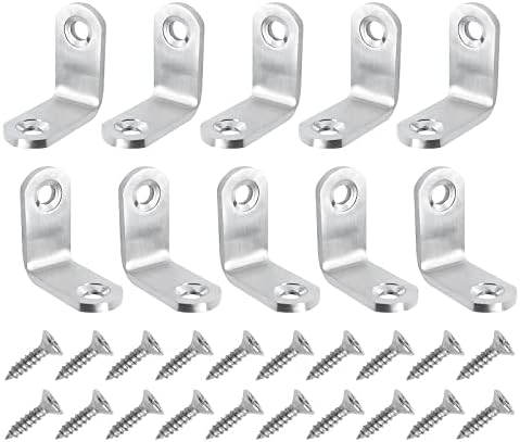 Beugels | 1,18″ x 1,18″ (LxB) L-beugel Hoeksteunen – 10-pack – Geschikt voor het repareren van houten meubels – RVS Hoekbeugels met schroeven – Zilver Beugels Beugels