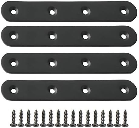 Beugels | 5-Inch Lengte RVS Platte Rechte Beugels Herstelplaten Reparatie Beugel, J7340B-4P 4 Stuks Matte Zwarte Afwerking Beugels Beugels