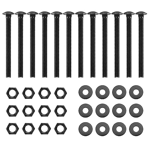 Bouten | 1/2 X 6 Inch Carriage Bolt Kit, Roestbestendige Bouten Inclusief 12 Bouten, 12 Ringen En 12 Moeren, Zwart Bevestigingsmiddelen Bouten