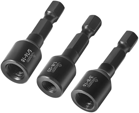 Bouten | 1/4″-2,3/8″-16, 5/16″-18 Hanger Bolt Driver 3 Stuks, Hanger Bolt Installatie Tool Met 1/4 Hex Shank, Geschikt Voor Dubbelkop Schroeven, Essentieel Voor Houtbewerking Bevestigingsmiddelen Bouten