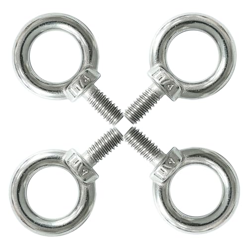 Bouten | 1/4″ Unc Hefschouder Oogbouten, Marine Grade 316 RVS Draadmoer Bevestigingsmiddel, 4 Packs Bevestigingsmiddelen Bouten