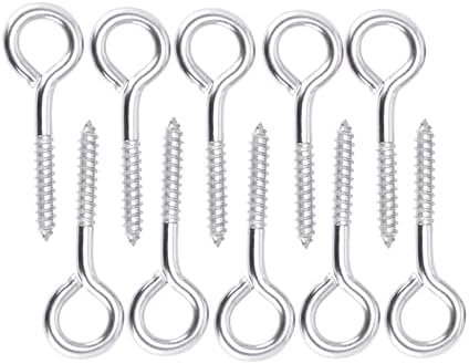 Bouten | – 3/8″ X 2.5″ RVS Lag Schraube Ooghaken – 10 Pack – Zware Ooghaken Schroeven – 18-8 (304) RVS Voor Binnen/Buiten Gebruik – 4″ Totale Lengte Bevestigingsmiddelen Bouten