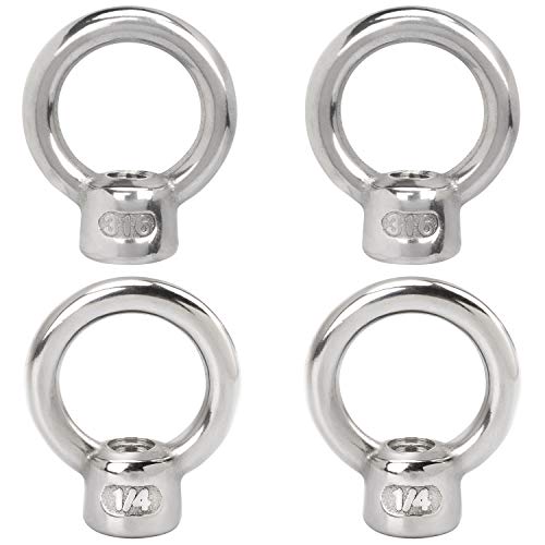 Bouten | 4 Stuks RVS 316 Hefoogmoer, 1/4″ UNC Zware Marine Kwaliteit, Hardware Ringvormige Oogbout Bevestigingsmiddelen Bouten