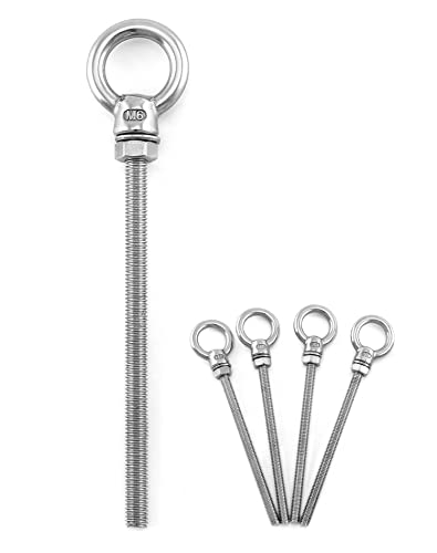 Bouten | Draadogen, 5-pack 1/4″ x 4″ Lange RVS Marine Grade Schouder Oogbout Bevestigingsmiddelen Bouten