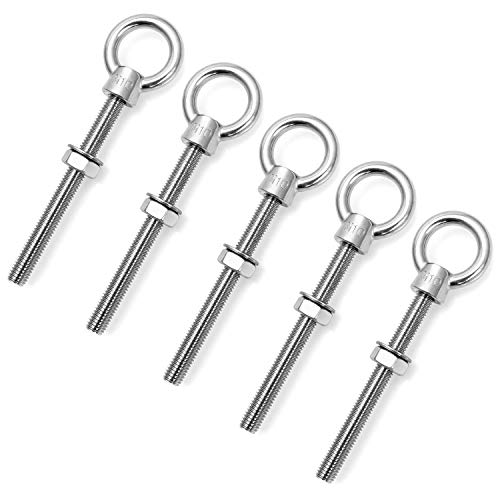 Bouten | Roestvrijstalen Machine Oogbout met Schouder, 5-Pack 3/8″ X 4″ Lange Roestvrijstalen Marine Kwaliteit Schouder Oogbout, Draad Oogbouten Bevestigingsmiddelen Bouten