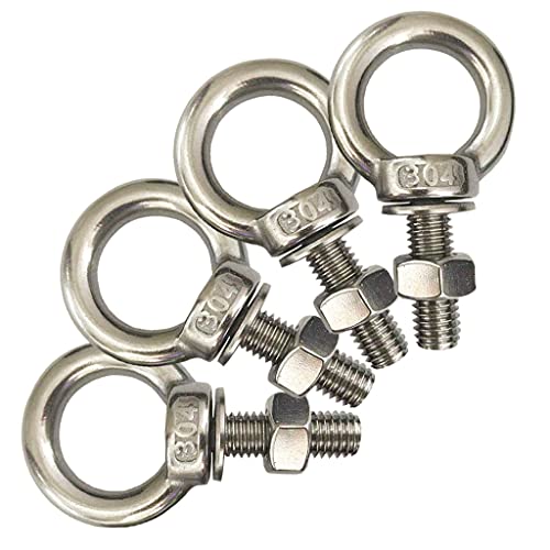 Bouten | Schouder Oogbout, M1 34 RVS Oogbouten 3/8″X1.18″ Oogbouten Zware Schroefbout Met Ring En Moeren Set Multifunctioneel Voor Binnen Buiten, 1Mm X 3Mm, 4-Pack Bevestigingsmiddelen Bouten