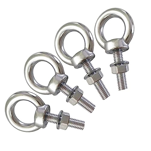 Bouten | Schouderoogbout, 4-pack M8 roestvrijstalen oogbouten 1,2″ zware oogbouten schroeven in ooghaken met ring, onderlegger en moeren, oogbout draadlengte 30 mm Bevestigingsmiddelen Bouten