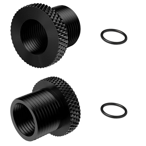 Draadmoeren | 2-Pack Draadbeschermer 1/2-28 naar 5/8-24 Draadadapter Staal met Rubber Ring Zwart Bevestigingsmiddelen Draadmoeren