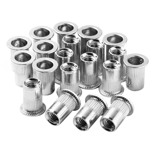 Draadmoeren | Rivetsleutel M6 304 RVS Rivnut Aluminium Legering M6 Moeren Platte Hoofd Draad Invoegmoer 20 Stuks (Zilver) Bevestigingsmiddelen Draadmoeren