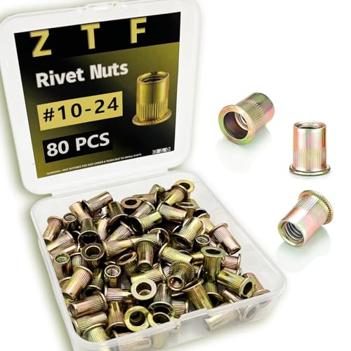 Draadmoeren | Sae 8-32 1-24 1/4-2 5/16-18 3/8 Inch-16Unc Rivet Moer Assortiment Kit, Geel Zink Platte Kop Rivnut Set, Draad Invoeg Moersert Rivnuts Voor Metaal, Kunststof, Glasvezel (#1-24Unc) Bevestigingsmiddelen Draadmoeren