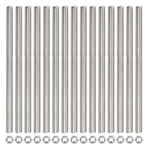 Draadstangen & Bouten | 15 Pack M8 X 350Mm Volledig Draadstangen Met 15 Pack Zeskantmoeren, 1.25Mm Draadafstand 304 RVS Rechtsdraaiende Stangen Studs Bevestigingsmiddelen Draadstangen & Bouten