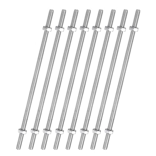 Draadstangen & Bouten | 8 Stuks 8/32 Inch M4 Draadstangen Met 16 Stuks Zeskantmoeren 4 Inch 304 RVS Volledige Draad Rechtsdraaiend Voor Hangers, U-bouten En Bead Tuinstaken, Zilver Bevestigingsmiddelen Draadstangen & Bouten