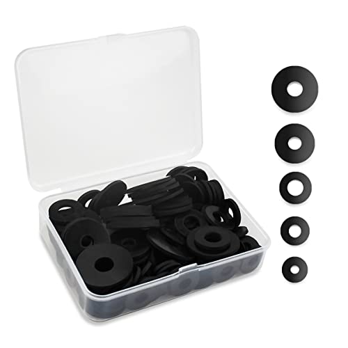 Hardware Wasmachines | 1 Stuk Zwarte Platte Rubber Washers Assortiment Kit, 16/18/2/25/3Mm Zware Rubber Washers Rubber Grommet Vibration Dempend Pads Voor Douchekop Tuinkraan Loodgieter Washers Reparatie (5 Maten) Bevestigingsmiddelen Hardware Wasmachines