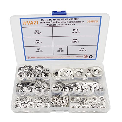 Hardware Wasmachines | 35 Stuks Metrisch M3 M4 M5 M6 M8 M1 M12 RVS Interne Tand Starlock Ringen Assortiment Kit; Externe Drukringen; Drukringen; Drukmoeren Voor Onbewerkte Assen Bevestigingsmiddelen Hardware Wasmachines