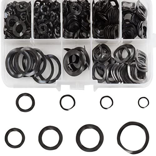 Hardware Wasmachines | 550 Stuks Carbon Staal Veer Golf Ring Dichting Assortiment Kit, 8 Maten Golf Dichting Assortiment Kits – M3 M4 M5 M6 M8 M10 M12 M16 Bevestigingsmiddelen Hardware Wasmachines