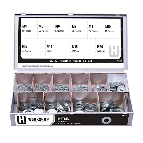 Hardware Wasmachines | Bevestigingsmiddelen Assortiment Kit, Metrische Platte Ringen Set, Regulier, 28 Delige Variëteit, M4, M5, M6, M7, M8, M10, M12, M14, M16, M20 Diameters Bevestigingsmiddelen Hardware Wasmachines