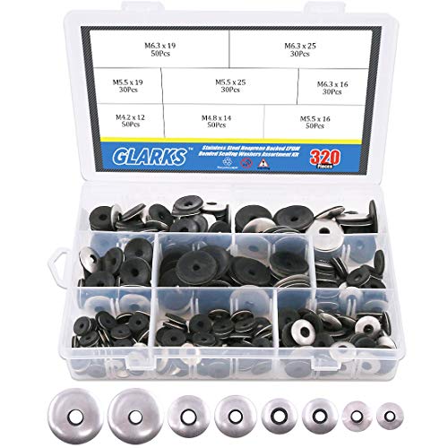 Hardware Wasmachines | Glarks 32 Stuks RVS Neopreen Achtergrond EPDM Gelijmde Dichtingsringen Assortiment Kit Geschikt Voor #4/ #5/ #6 Schroeven Bevestigingsmiddelen Hardware Wasmachines