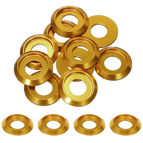 Hardware Wasmachines | M8 Conische Bekercup Ringen, Gatdiameter 8Mm/0.31″ Aluminium Pakking Bekercup Ring Voor Schroef Rc/Fpv/Pc/Drones/Mechanische Accessoires Model Onderdelen, Verpakking Van 10 (Goud) Bevestigingsmiddelen Hardware Wasmachines