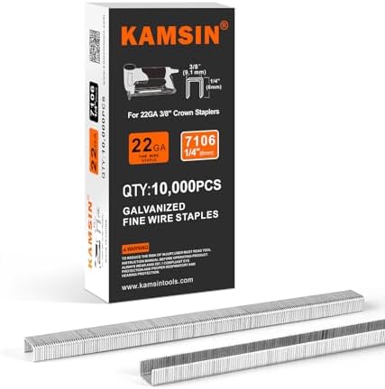 Krammen | 71 Serie 22 Gauge Gegalvaniseerde Fijn Draad Nietjes, 3/8-Inch (9Mm) Kroon 1/4-Inch (6Mm) Beenlengte Bekledingsnietjes Voor Stof, Bekleding, Meubilair, Kast (10.000 Per Doos) Bevestigingsmiddelen Krammen