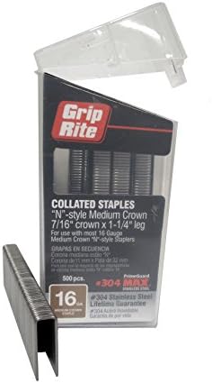 Krammen | Grip Rite Prime Guard Maxb64890 16-Gauge 7/16″ Medium Crown Door 1-1/4″ 304 RVS Nieten In Een Clip Box (Verpakking Van 500) Bevestigingsmiddelen Krammen