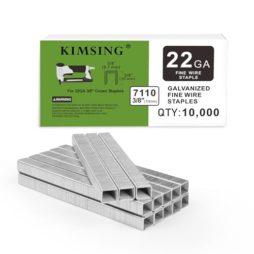 Krammen | Kimsing 22 Gauge 71 Serie 3/8-Inch Kroon 3/8-Inch Beenlengte Gegalvaniseerde Bekledingsnietjes 1, Fijne Draad Nietjes, Bevestigingsmiddelen Voor Nietmachine, Nietpistool (1 Doos) Bevestigingsmiddelen Krammen