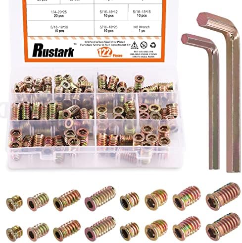 Moer- en Boutenset Assortimenten | 12 Stuks 1/4″ en 5/16″ Carbon Staal Verzinkt Gekleurde Draad Invoernoten Assortiment Set Schroef-In Moer Zeskant Aandrijving Houten Bout Bevestigingsconnector Voor Houten Meubels Bevestigingsmiddelen Moer- en Boutenset Assortimenten