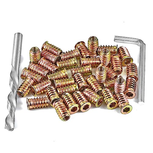 Moer- en Boutenset Assortimenten | 15 Stuks 1/4″ – 2 X 15Mm Houten Pluggen Voor Schroefgaten, Metalen Draadstangen Assortiment Hex Socket Aandrijving Moer Invoegen, Bout Bevestigingsconnector Voor Houtdraad Kit Bevestigingsmiddelen Moer- en Boutenset Assortimenten