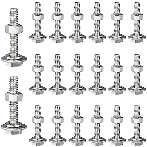 Moer- en Boutenset Assortimenten | 2 Sets RVS Zeskantkop Schroeven, Bouten, Moeren, Platte Veerringetjes, Dikke RVS Bouten en Moeren, Volledig Gewonden Door Bout (1/4-2X1-1/2″) Bevestigingsmiddelen Moer- en Boutenset Assortimenten