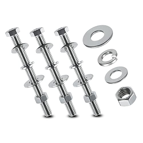 Moer- en Boutenset Assortimenten | 3/8-16X1-3/4″ Roestvrijstalen Zeskantkop Schroeven, Bouten, Moeren, Platte & Veer Washers Kits, 304 Roestvrijstaal 18-8, Volledig Gewikkeld, 6 Sets Bevestigingsmiddelen Moer- en Boutenset Assortimenten