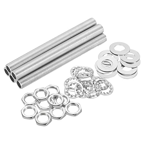 Moer- en Boutenset Assortimenten | 3,9″ Lampenpijp Kit Met Sluitringen en Moeren 1/8″ Ip Draad Bevestigingsmiddelen Assortiment Voor Kroonluchter Plafondverlichting Reparatie Assemblage Doe-Het-Zelf Gereedschap, Verpakking Van 35 Bevestigingsmiddelen Moer- en Boutenset Assortimenten