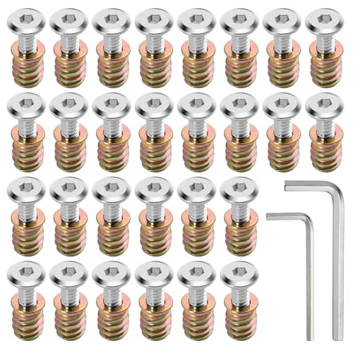 Moer- en Boutenset Assortimenten | 5 Sets 1/4-2 X 25/32″ Meubel Schroefmoer, Draadmoeren Voor Hout, 1/4-2 X 19/32″ Koolstofstaal Schroefmoeren Met Verzinkte Bevestigingsconnector Hexaansluiting Bevestigingsmiddelen Moer- en Boutenset Assortimenten