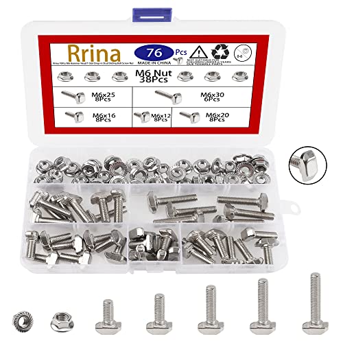 Moer- en Boutenset Assortimenten | 76-delige Hammer Head T-Slot Drop-In Stud Sliding Bolt Schroef Moer Assortiment Kit, Voor Europese Standaard Aluminium Profiel (M6-3 Series) Bevestigingsmiddelen Moer- en Boutenset Assortimenten