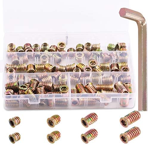 Moer- en Boutenset Assortimenten | 9 Stuks 5/16″ 4 Maten Draad Invoegmoeren Assortiment Set Koolstofstaal Verzilverd Kleur Schroefmoer Hexaansluiting Bout Bevestigingsconnector Voor Houten Meubels Bevestigingsmiddelen Moer- en Boutenset Assortimenten