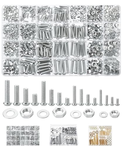 Moer- en Boutenset Assortimenten | – Bouten, Moeren en Ringveren Assortiment Kit, 700 Stuks, Schroeven Assortiment, Bouten en Moeren Kit, Moeren en Bouten Assortiment Kit, Schroeven Set, Moer en Bout Assortiment, Metrisch Schroeven Assortiment Bevestigingsmiddelen Moer- en Boutenset Assortimenten