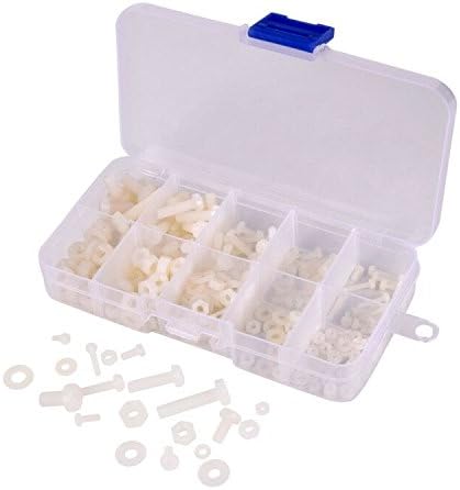 Moer- en Boutenset Assortimenten | M2 M2.5 M3 M4 M5 (Totaal 27 Stuks) Nylon Schroef/Moer/Washer Assortiment Kit Inclusief Plastic Doos Bevestigingsmiddelen Moer- en Boutenset Assortimenten