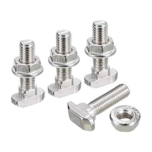 Moer- en Boutenset Assortimenten | M8X30Mm T-Slot Drop-In Bout en M8 Zeskantige Flensmoer Set, 8 Sets Hammerkop T-Bout T-vormige Stud Glijdende Schroef voor 4545 Series Aluminium Profiel Bevestigingsmiddelen Moer- en Boutenset Assortimenten