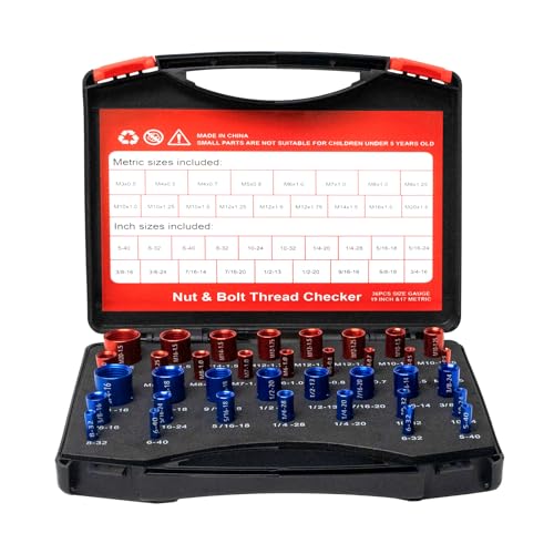 Moer- en Boutenset Assortimenten | Moer- en Boutdraadcontroleur Moer Boutmaatmeter – 36 Mannelijke/Vrouwelijke Moer- en Boutmaatmeter SAE & Metrisch, Moer- en Boutidentificatiemeter Set Bevestigingsmiddelen Moer- en Boutenset Assortimenten