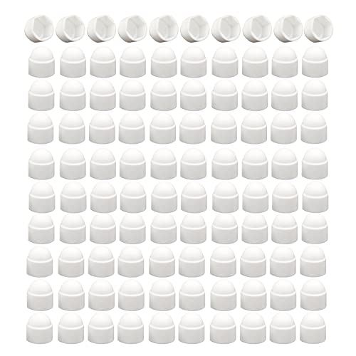 Moer- en Boutenset Assortimenten | Plastic Moer en Bout Beschermdome Kap, Witte Zeskant Moer Beschermkappen, Geen Draad, M5 X 8Mm, 100 Stuks Bevestigingsmiddelen Moer- en Boutenset Assortimenten