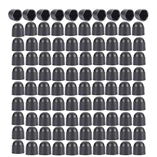 Moer- en Boutenset Assortimenten | Plastic Moer en Bout Beschermdomein Deksel, Zwarte Zeskant Moer Beschermkappen, Geen Draad, M10 X 17Mm, 100 Stuks Bevestigingsmiddelen Moer- en Boutenset Assortimenten