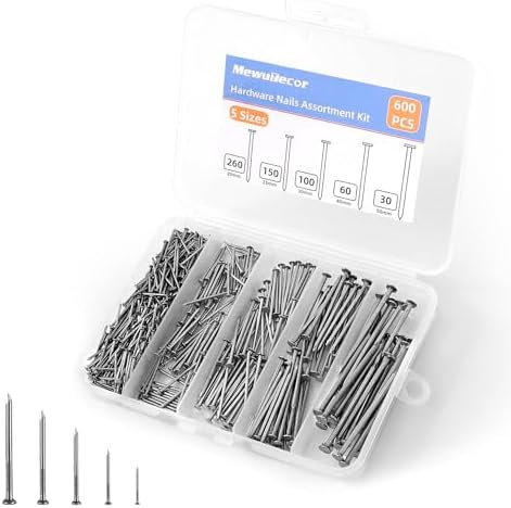 Nagels | 5 Maten Hardware Spijkers Assortiment Kit, Platte Spijkers Voor Foto Wandbevestiging, Houten Spijkers, Gewone Spijkers, Hangspijkers, 600 Stuks Bevestigingsmiddelen Nagels