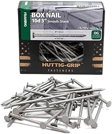 Nagels | Huttig-Grip 3 In Framing Box Nagels 1D Grootte, 1-1/2 Gauge, Buiten Galvaniseerde Afwerking, 1 Lb Verpakking Van 85 Nagels Bevestigingsmiddelen Nagels